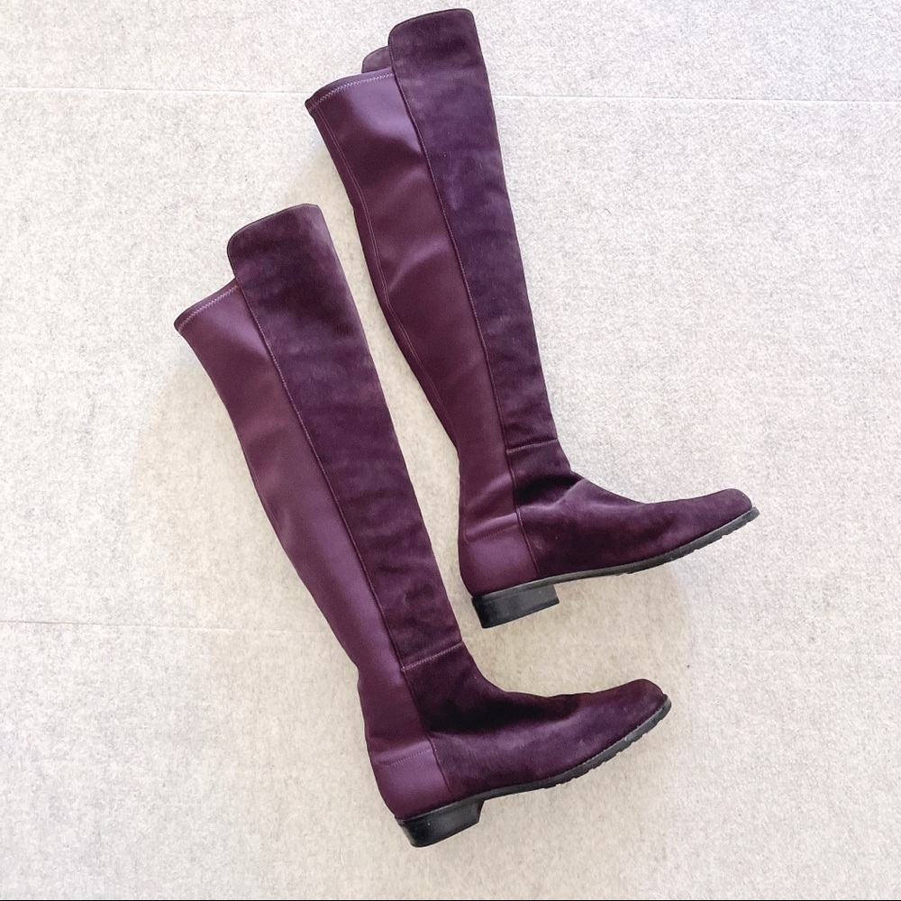Stuart Weitzman 50/50 Purple Suede Over The Knee Suede Boots